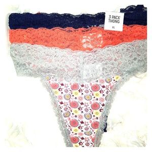 New 3 Pack XL Thongs. Navy, Peach, Gray. With Tags